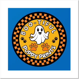 Cute Halloween ghost and Puppy Prints Boo-tiful Posters and Art